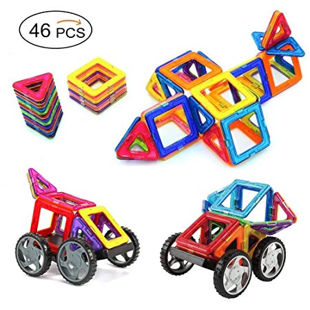 MarlaMall Magnetic Building Blocks Magnet Tiles Set Educational Stacking Toys for Kids Over 3 Years Old (46 pcs)