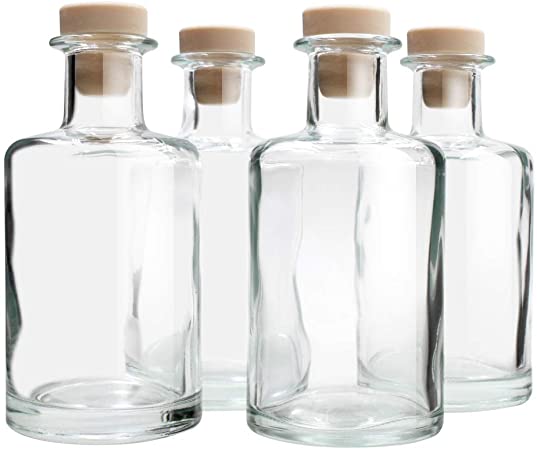 Feel Fragrance Glass Diffuser Bottles Diffuser Jars with Cork Caps Set of 4 – 5.3 inches High, 240ml 8.2 Ounce. Fragrance Accessories Use for DIY Replacement Reed Diffuser Sets.