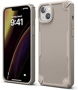 elago Armor Compatible with iPhone 14 Plus Case 6.7 Inch - US Military Grade Drop Protection, Heavy-Duty Protective Case, Carbon Fiber Texture, Tough Rugged Design, Shockproof Bumper Cover (Sand)