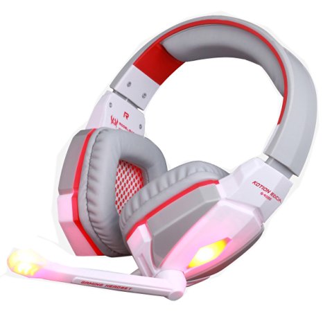 VersionTech Red & White EACH G4000 Professional 3.5mm PC Gaming Stereo Noise Isolation Headset Headphone Earphones with Volume Control Microphone HiFi Driver For Laptop Computer
