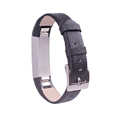 Replace Smart Watch Fitbit Alta Metal Bands for Fitbit Alta smart watch (Black leather)