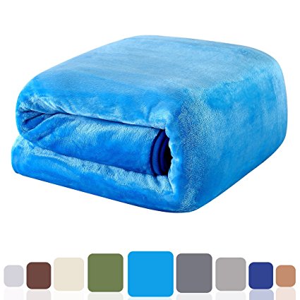 Balichun Luxury Fleece Blanket Super Soft Warm Fuzzy Bed Blankets Twin/Queen/King(Queen,Lake Blue)