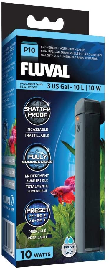 Fluval P10 Submersible Aquarium Heater, 10 W, up to 3 US Gal (10 L)