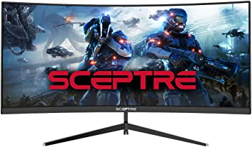 Sceptre 30 inch Curved Gaming Monitor 21:9 2560x1080 Ultra Wide Ultra Slim HDR400 1ms HDMI DisplayPort up to 200Hz Build-in Speakers, Picture by Picture Metal Black (C305B-200UN1)