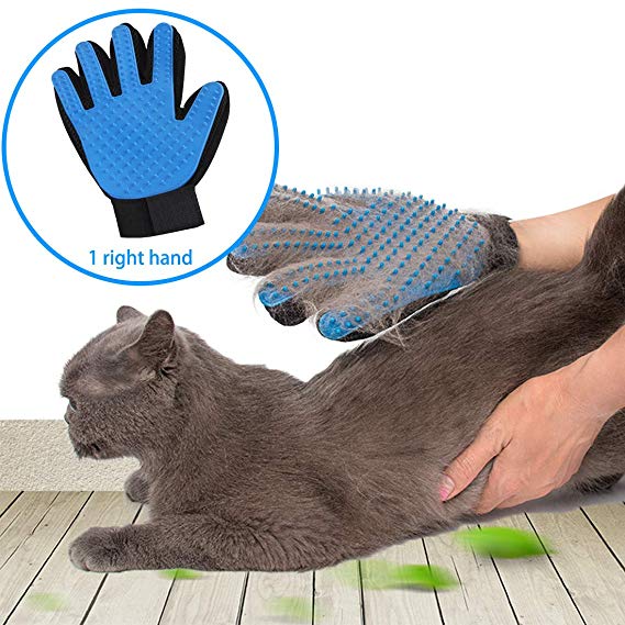 SSRIVER Pet Grooming Glove Hair Remover Brush Gentle Deshedding Efficient Pet Mitt Pet Massage Gloves Left & Right Hand Draw Dog Cat Horse Long Short Fur