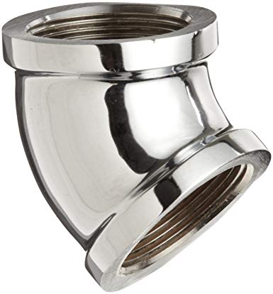Chrome Plated Brass Pipe Fitting, 45 Degree Elbow, 1/2" NPT Female