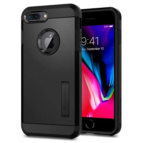 Spigen Tough Armor [2nd Generation] iPhone 8 Plus Case/iPhone 7 Plus Case with Kickstand Air Cushion Technology for Apple iPhone 8 Plus (2017) / iPhone 7 Plus (2016) - Black (Certified Refurbished)