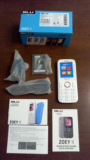 BLU Zoey II Quadband Unlocked Dual Sim Phone with Camera Bluetooth and Social Networks - Retail Packaging - White Blue