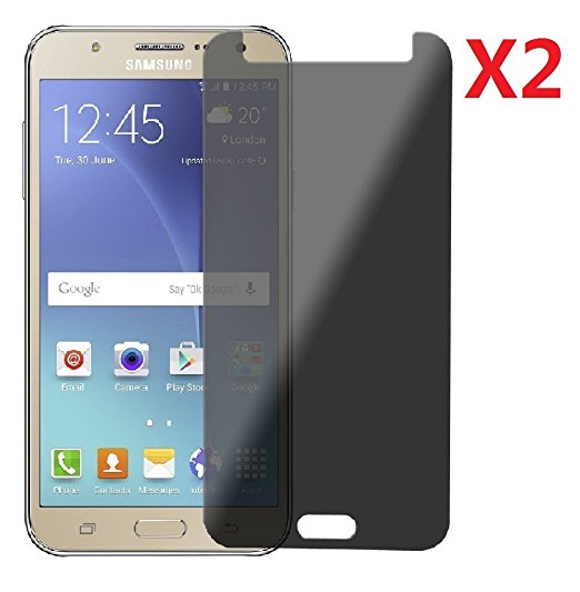 EVERMARKET Premium Privacy Tempered Glass 9H-Hardness Screen Protector Flim for Samsung Galaxy J7 - 2 Packs