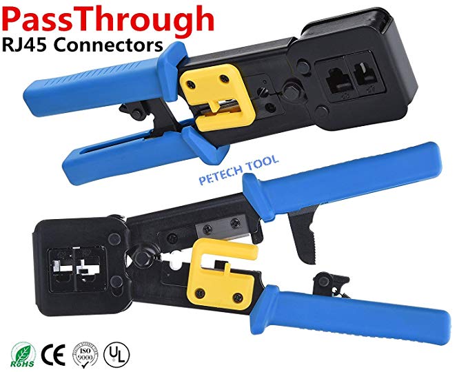 RJ45 Crimp Tool for Pass through and legacy connectorsProfessional High Performance Crimper Tool by Ethernet Connector for pass through and legacy connectors and RJ-11, RJ-12 Legacy Connectors