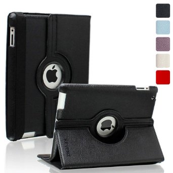 Kevenz 360 Degree Rotating Case with Back Case for iPad 234 - Black