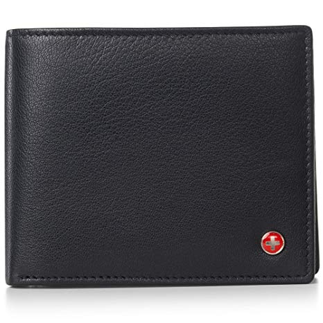 Alpine Swiss RFID Mens Wallet Deluxe Capacity Passcase Bifold With Divided Bill Section