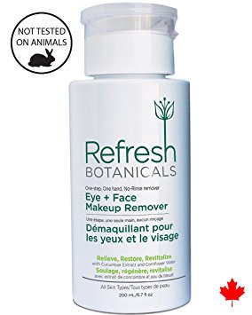 Refresh Botanicals Natural and Organic Eye and Face Makeup Remover, Parabens free, Gluten free, Oil and Alcohol free- Best Makeup Remover