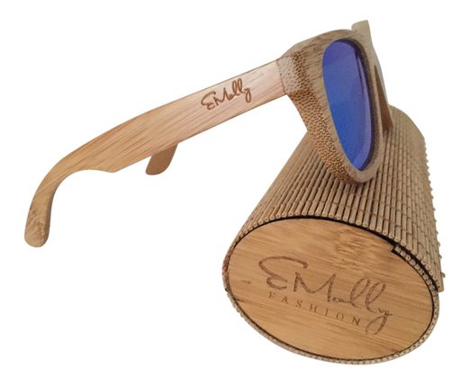 Emolly Bamboo Wood Sunglasses Polarized Handmade with Case