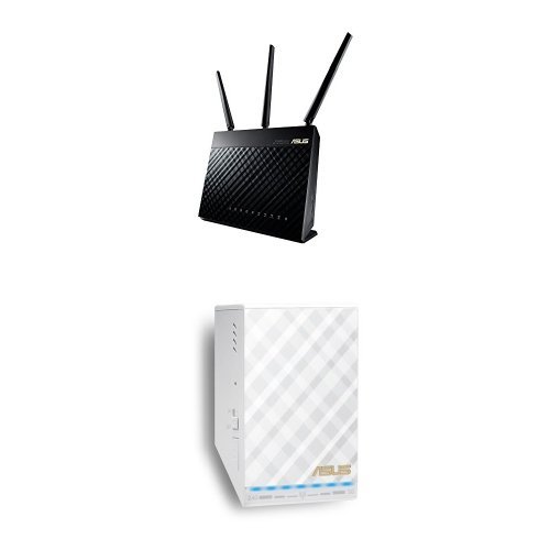 ASUS (RT-AC68U) Wireless-AC1900 Dual-Band Gigabit Router & ASUS ASUS RP-AC52 AC750 Repeater / Access Point / Media Bridge (RP-AC52)