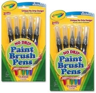 Crayola LLC : Paint Brush Pens, Washable, Nontoxic, 5/PK, Assorted -:- Sold as 2 Packs of - 5 - / - Total of 10 Each