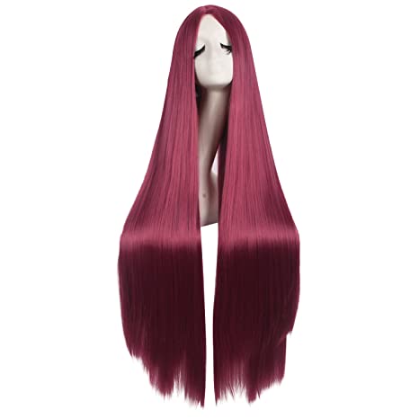 MapofBeauty 40 Inch/100cm Fashion Straight Long Costume Anime Wig (Red)
