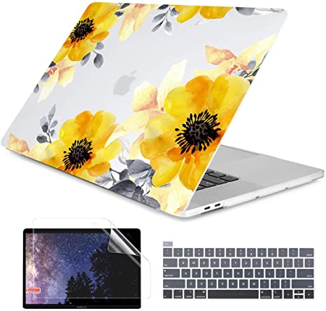 Dongke MacBook Pro 13 inch Case Model A2338 M1/A2251/A2289 2020 Released, Plastic Hard Shell Case Cover for MacBook Pro 13 inch with Retina Display & Touch Bar Fits Touch ID, Sunflowers