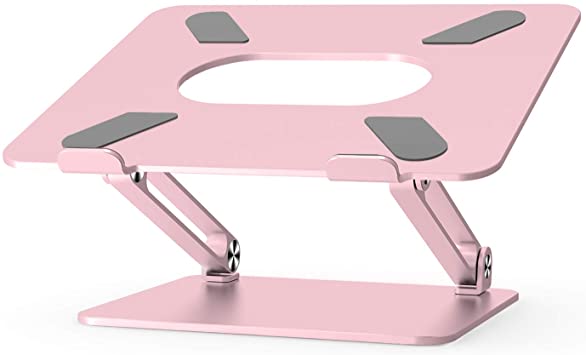 Laptop Stand, Boyata Laptop Holder, Multi-Angle Stand with Heat-Vent to Elevate Laptop, Adjustable Notebook Stand for Laptop up to 17 inches, Compatible for MacBook, HP Laptop and so on - Rose Gold