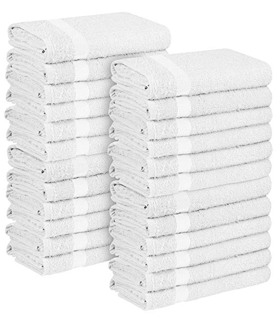 ZOYER Salon Towels Bleach Proof, (24 Pack) 16 x 27 Inch Bleach Safe Cotton Towels - White