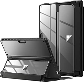 MoKo Case for Microsoft Surface Pro 8 13" 2021, Shockproof Protective Cover Shell Case with Transparent TPU   PC Shell, Compatible with Surface Pro Signature Keyboard & Surface Slim Pen 2, Black