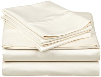 Bonne Nuit 300 Thread Count Hotel Collection Luxury Bedding Bed Sheets - Bestseller- Super Sale 100% Cotton Sateen - 17" Deep Pocket Wrinkle Resistant Sheet Set-King Size Solid Ivory Color