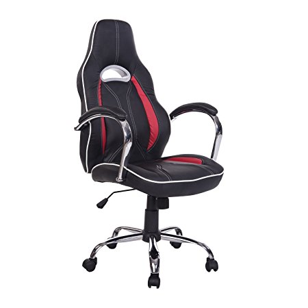 HomCom Race Car Style PU Leather Gaming / Office Chair – Red