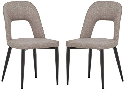 Rivet Florence Mid-Century Wide Open-Back Accent Dining Chairs - 18.8"W, Grey, 2-Pack