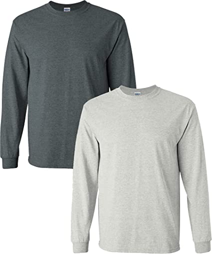 Gildan Men's Heavy Cotton Long Sleeve T-Shirt, Style G5400, 2-Pack