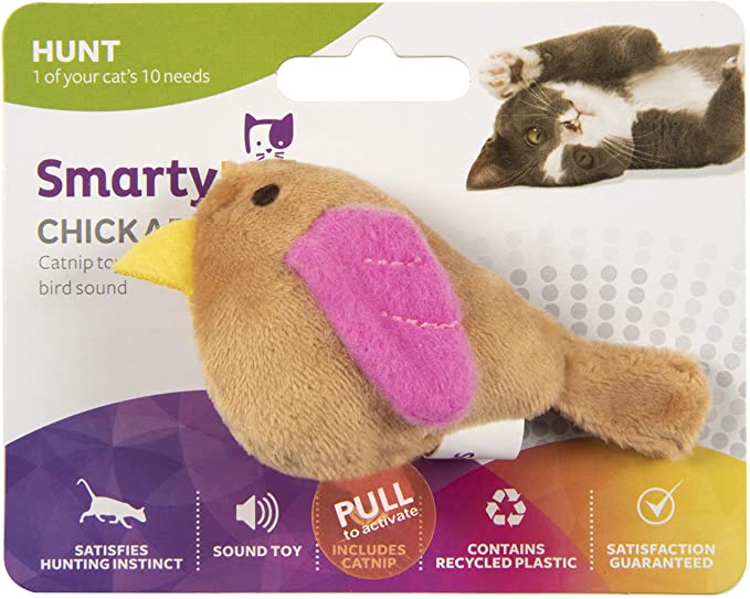 SmartyKat, Chickadee Chirp, Electronic Sound Cat Toy, Soft Plush Chirping Bird, Interactive, With Catnip and Stuffing