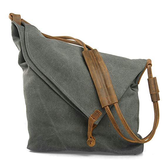 Hobo Crossbody Bag for Women, P.KU.VDSL Slouch Bag, Canvas Hobo Shoulder Bag Flap Crossbody Bag for School Shopping