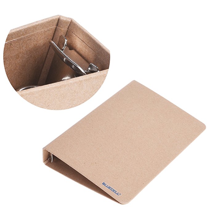 BCP 2pcs Kraft Paper 6-Holds Round Ring Binder Binding Hard Cover Protector For Journal Note Book (A5 Size)