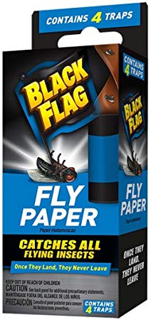 4 Pk, Black Flag Fly Paper Insect Trap