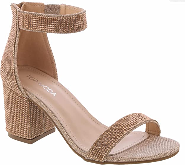 Over the Toe Strap Ankle Wrap Strap 2" Block Heel Open Toe Dress Sandal