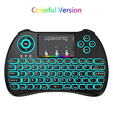 2.4GHz Colorful Backlit Mini Wireless Keyboard with Touchpad Mouse Combo for PC,Smart TV,Google Android TV Box,HTPC,IPTV,Raspberry pi 3,Pad and More USB Port Device