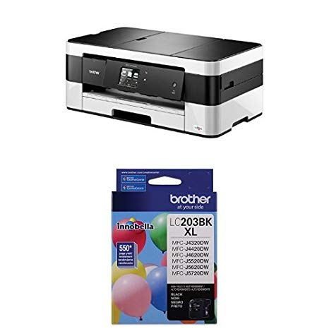 Brother Printer MFCJ4420DW Wireless Color Inkjet All-In-One with Scanner, Copier and Fax Printer, Amazon Dash Replenishment Enabled and High Yield Ink Cartridge, Black