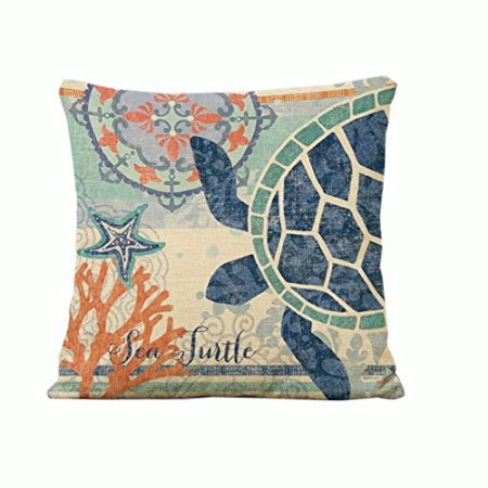 Sea turtle pattern Cotton Linen Throw Pillowcover 18*18