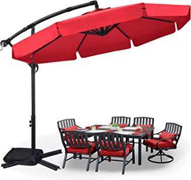 Premium Cantilever Patio Umbrellas 10FT by ABCCANOPY (Red)