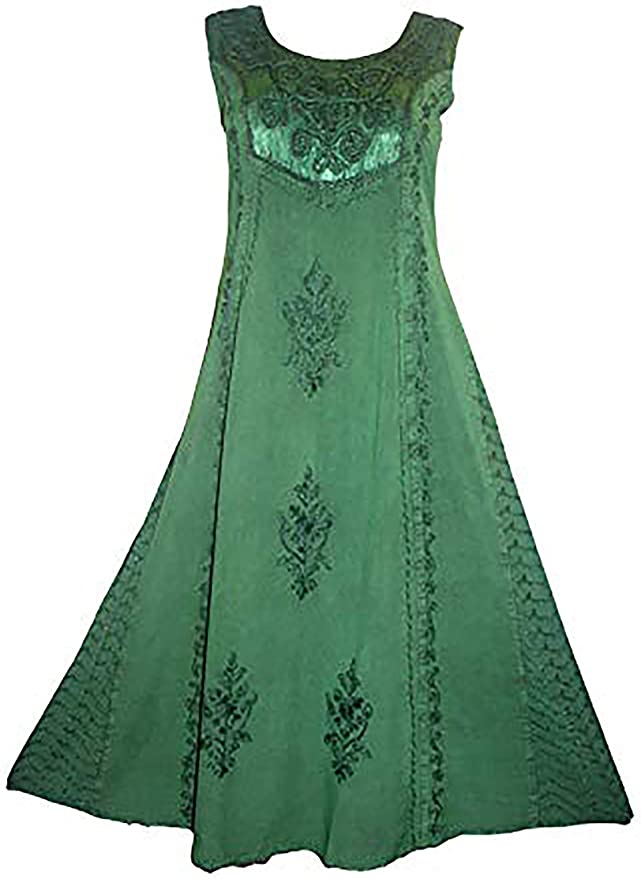 Agan Traders Gothic Vintage Sleeveless Embroidered Casual Chic Twirl Sun Dress Gown