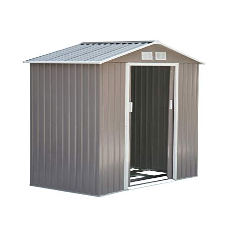 Outsunny 7' x 4' Outdoor Metal Garden Storage Shed - Gray/White