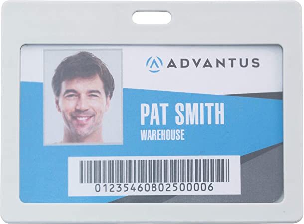 Advantus Rigid ID Badge Holder, Horizontal, 31/4" x 2", White, Pack of 6 (97063)