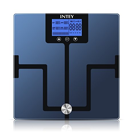 INTEY Body Fat Scale 8 in 1 Digital Bathroom Scale Body Composition Monitor Analyze Weight, BMI, Water, Muscle, Bone Mass Measures with Backlight LCD Display and Smart Step On Technology