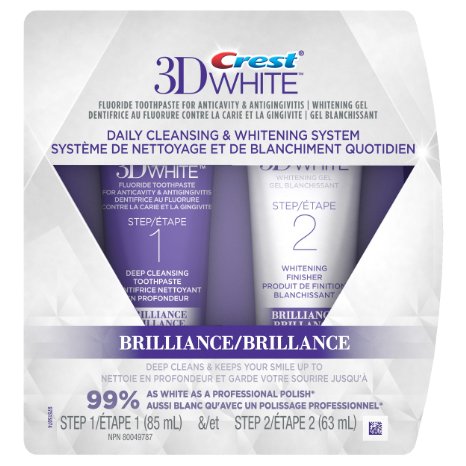 Crest 3D White Brilliance Daily Cleansing Toothpaste and Whitening Gel System 1 Tube 85 ml and 1 Tube 63 ml