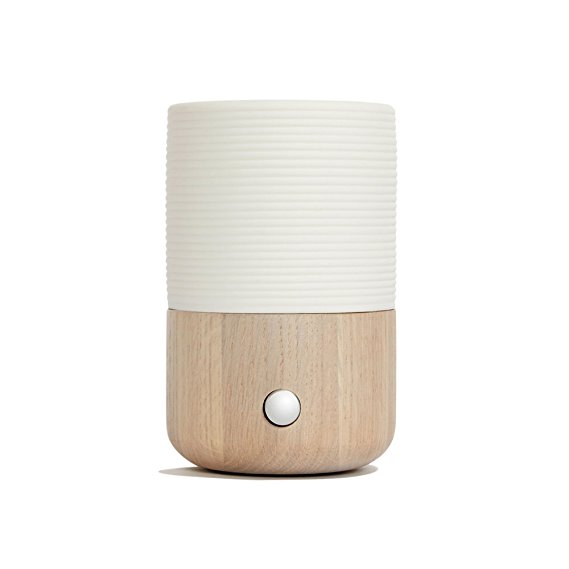 Sofia Waterless Nebulizing Essential Oil Diffuser For Best Aromatherapy - OAK Wood, Handmade Ceramic, LED meditation ambient Light. Scent and fragrance with 2 Glass Reservoirs Included