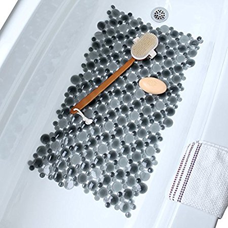 Burst of Bubbles Bathtub Mat 17" X 30" (Grey)