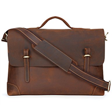 Kattee Genuine Leather Messenger Bag Tote, Leisure 15 Inch Laptop Briefcase