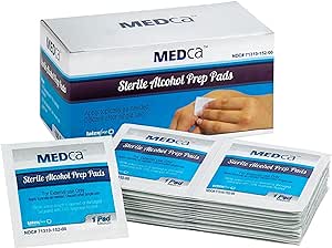 Alcohol Prep Pads, Sterile, Medium, 2-Ply Cotton Gauze - Individually Wrapped (100 Count)