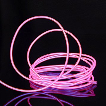 16.4ft Neon Glowing Strobing Electroluminescent EL Wire Light with Battery Pack Controller for Parties, Halloween, Automotive, Advertisement Decoration(Pink)