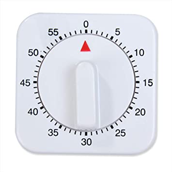 Basico Wind-Up Mechanical Timer for Kitchen Usage Timer Tools 1-Hour Kitchen Timer - White