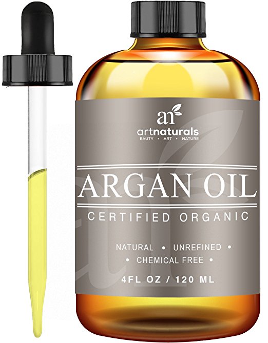 Art Naturals Organic Argan Oil for Hair Face and Skin 4 oz - 100 Pure Grade A Triple Extra Virgin Cold Pressed From The kernels of the Moroccan Argan Tree - The Anti Aging Anti Wrinkle Beauty Secret